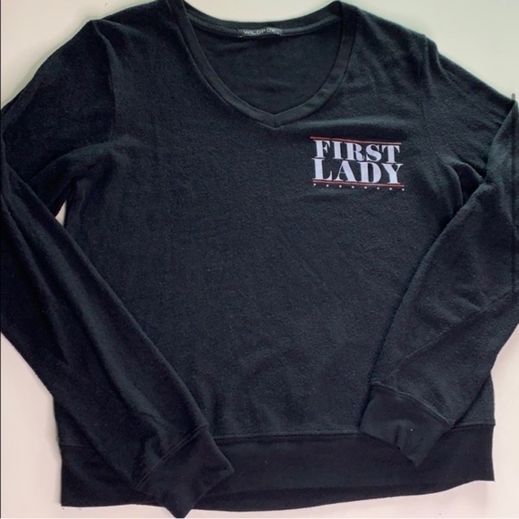 WILDFOX V Neck First Lady Pullover Sweater large black - Picture 1 of 8